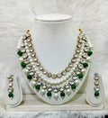 Geogeous white with green necklace set