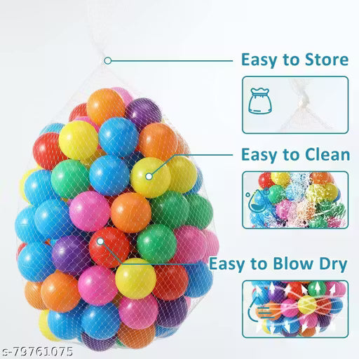 MINIKIDZ 48 Baby Premium Multicolour Balls for Kids Pool Pit/Ocean Ball Without Sharp Edges Soft Balls for Toddler Play Tents & Tunnels Indoor & Outdoor Bath Toy (Multicolor)