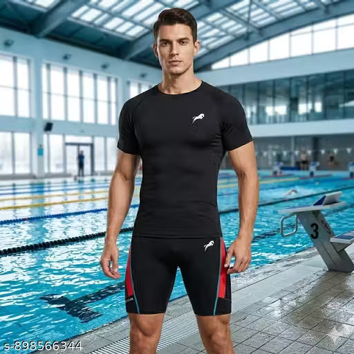 Just Rider Unisex Sports Breathable Skinny Fit Polyester Men's 2 Piece Full Sleeve T-Shirt -Compression Half Tight Base Layer for Gym, Swimming, Cycling, Short Combo