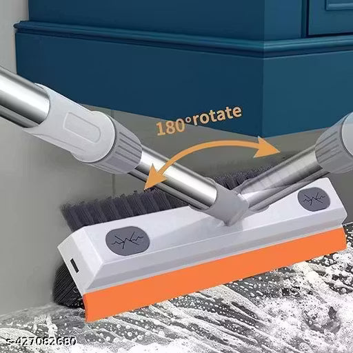Bathroom Cleaning Brush with Wiper 2 in 1 Tiles Cleaning Brush Floor Scrub Bathroom Brush with Long Handle 180° Rotate Bathroom Floor Cleaning Brush