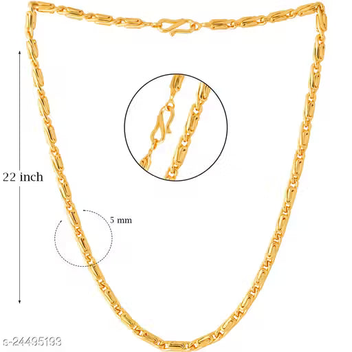 Trendy Fashionable Gold Plated Golden Chain For Men - 24 Inches Long
