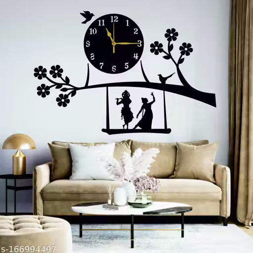 Wall clock with krishna and radha