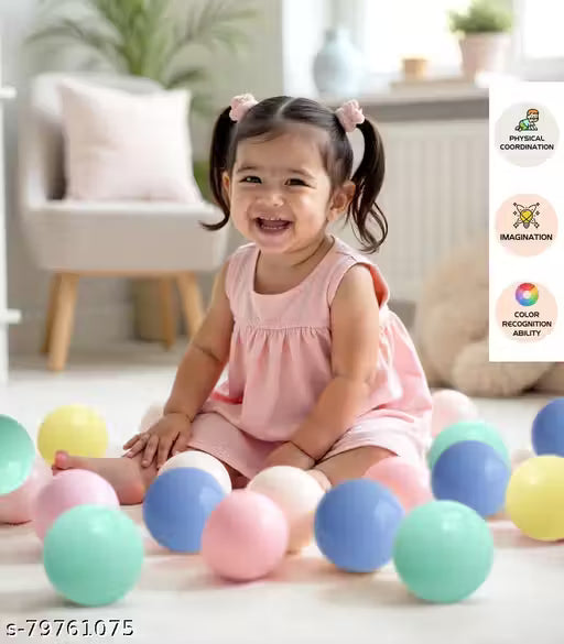 MINIKIDZ 48 Baby Premium Multicolour Balls for Kids Pool Pit/Ocean Ball Without Sharp Edges Soft Balls for Toddler Play Tents & Tunnels Indoor & Outdoor Bath Toy (Multicolor)