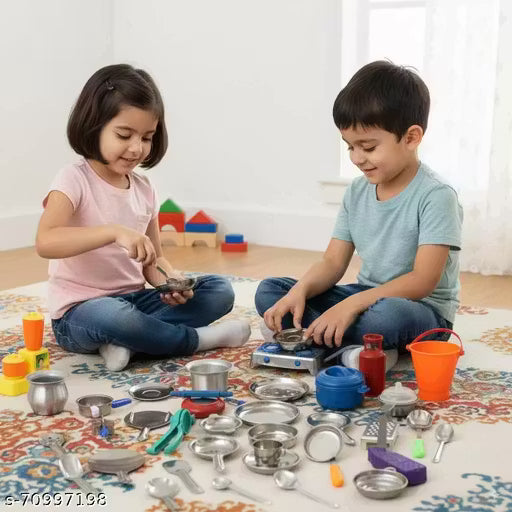 Miniature kitchen set kitchen set for girls Bhatukali Set Choppu jaman 30 pcs Staineless steel Best for kids toys