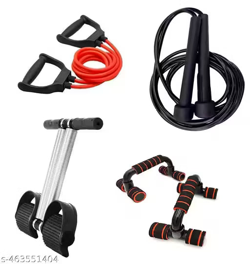 Tummy Trimmer, Skipping Rope,Push up Bar and toning tube for Gym Equipment Home Exercise,