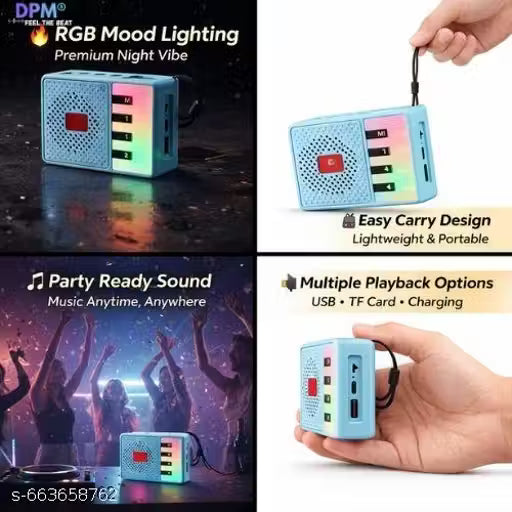 DPM M413SP Portable Bluetooth Speaker with RGB Mood Lighting, 5W Clear Sound Output, Pocket Size Design, USB & TF Card Support